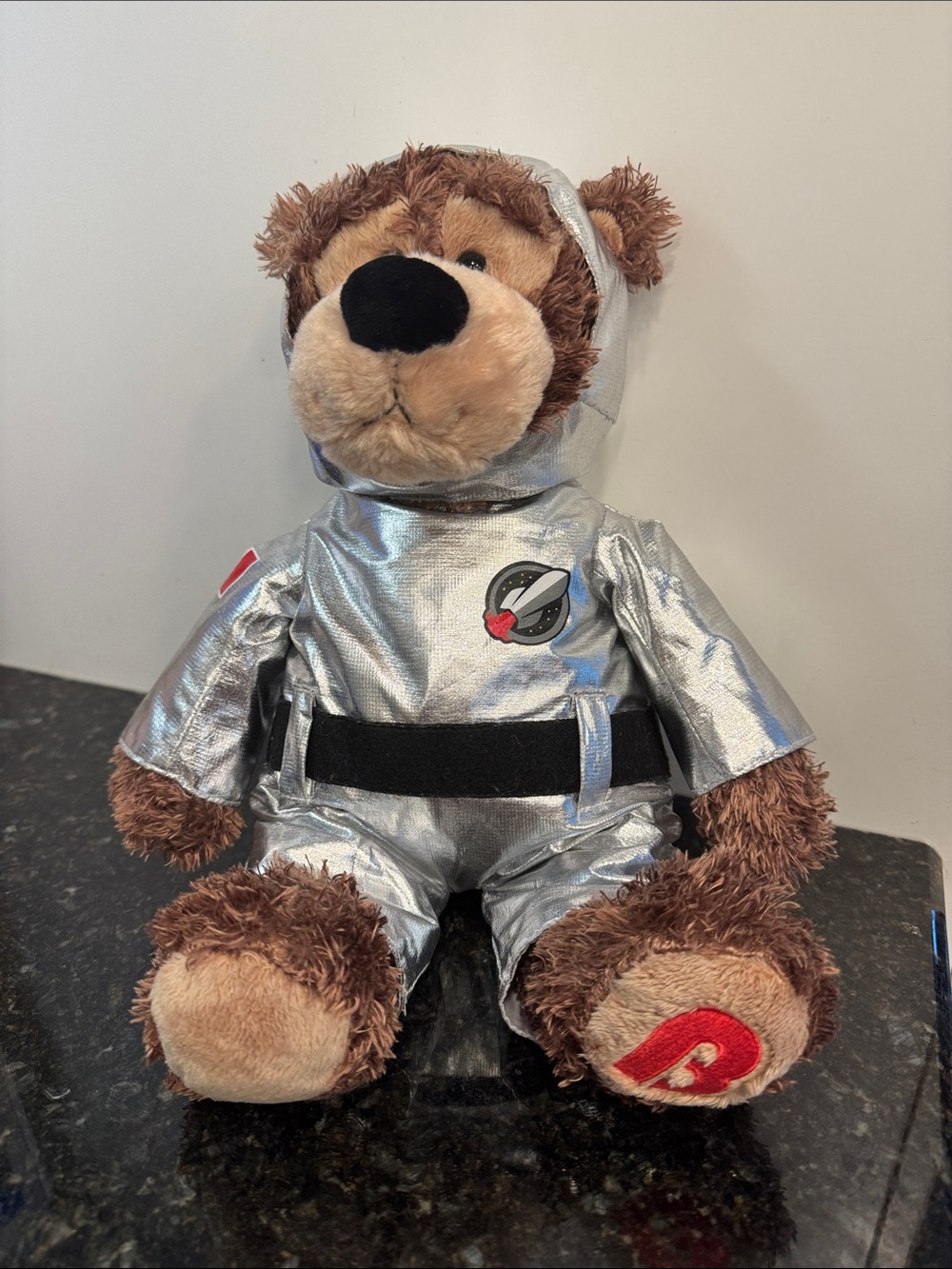 Gund Brown Teddy Bear in Silver Astronaut Suit Plush. Brick. Size 15”